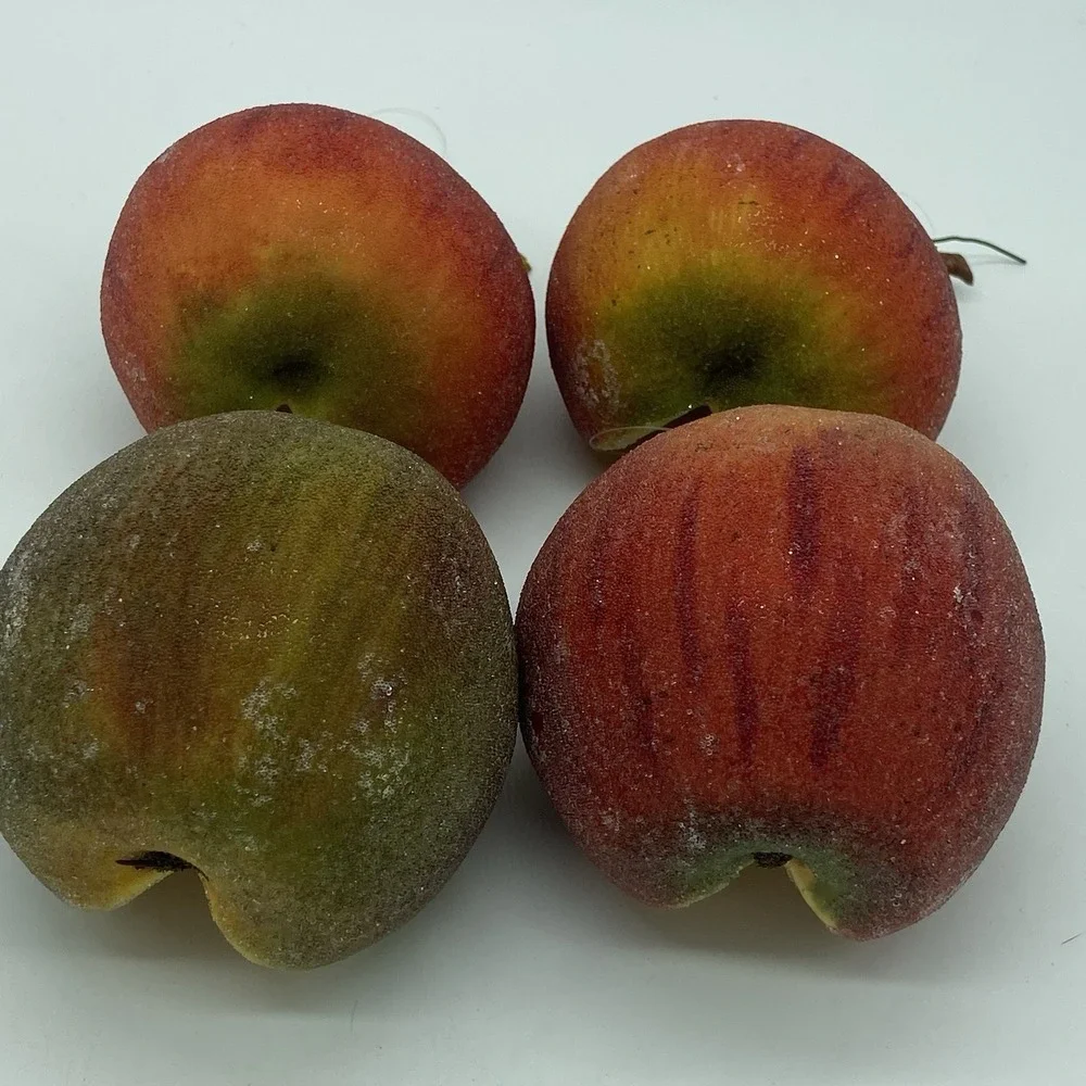 Sugared Fruit Faux‎ Pears Apples Set Of 4 Ornaments Cottagecore Kitchen Decor